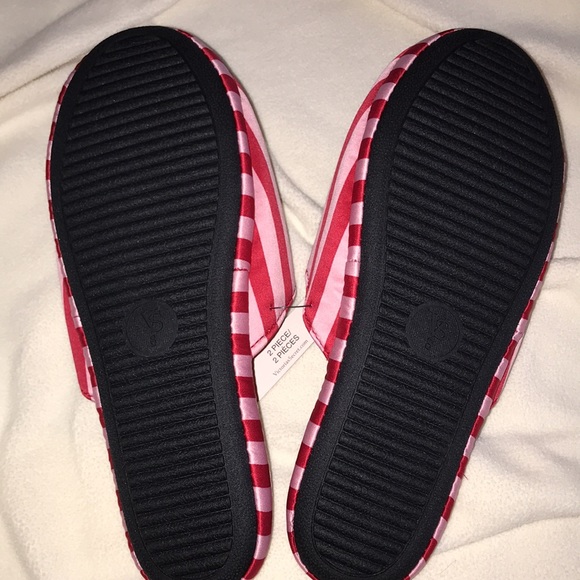 NWT Victoria’s Secret striped satin slippers & matching drawstring bag size S - Picture 5 of 7